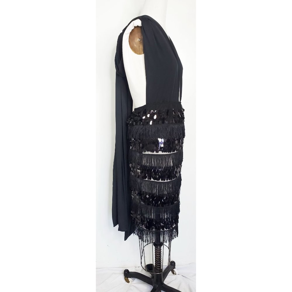 BLITHE Womens Black Fringe and Sequin Party Dress Retro 20s L NWT - Picture 8 of 12